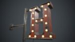 Old Metal Hotel Sign PBR Game Ready