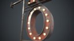 Old Metal Hotel Sign PBR Game Ready