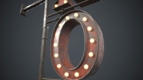 Old Metal Hotel Sign PBR Game Ready