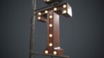 Old Metal Hotel Sign PBR Game Ready