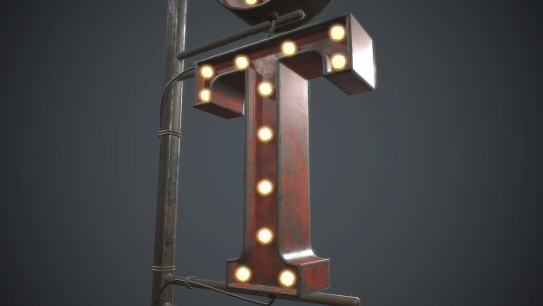Old Metal Hotel Sign PBR Game Ready
