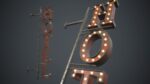 Old Metal Hotel Sign PBR Game Ready