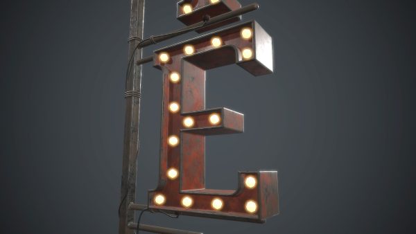 Old Metal Hotel Sign PBR Game Ready