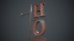 Old Metal Hotel Sign PBR Game Ready