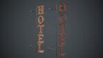 Old Metal Hotel Sign PBR Game Ready
