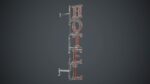 Old Metal Hotel Sign PBR Game Ready