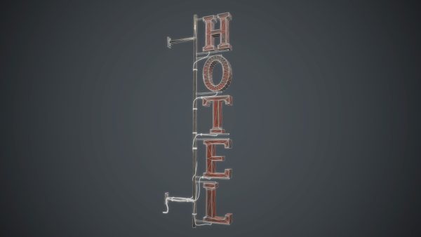 Old Metal Hotel Sign PBR Game Ready