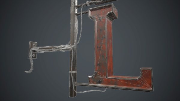 Old Metal Hotel Sign PBR Game Ready