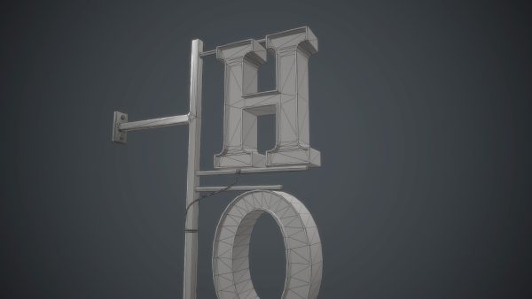 Old Metal Hotel Sign PBR Game Ready