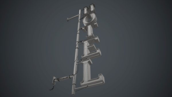 Old Metal Hotel Sign PBR Game Ready