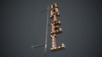 Old Metal Hotel Sign PBR Game Ready