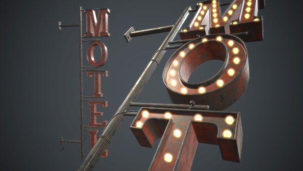 Old Metal Motel Sign PBR Game Ready