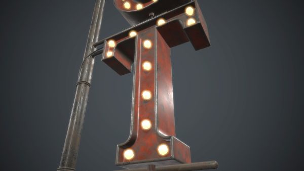 Old Metal Motel Sign PBR Game Ready