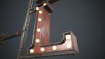 Old Metal Motel Sign PBR Game Ready