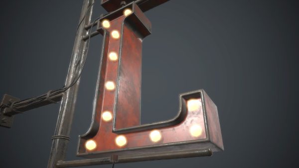 Old Metal Motel Sign PBR Game Ready