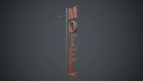 Old Metal Motel Sign PBR Game Ready