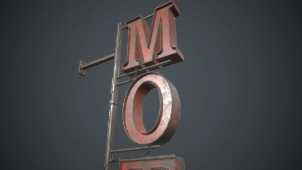 Old Metal Motel Sign PBR Game Ready