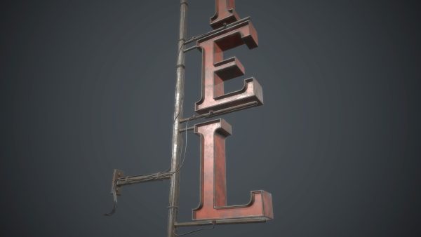 Old Metal Motel Sign PBR Game Ready