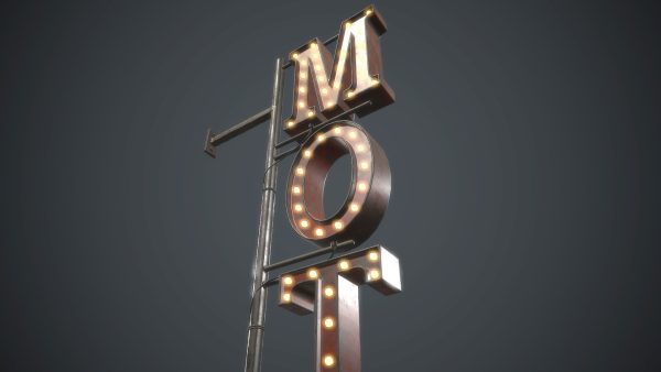 Old Metal Motel Sign PBR Game Ready