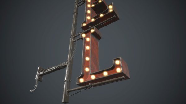 Old Metal Motel Sign PBR Game Ready