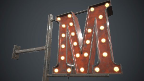 Old Metal Motel Sign PBR Game Ready
