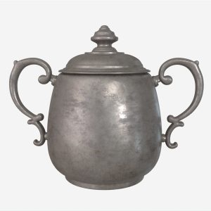 Old Metal Sugar Bowl with Lid