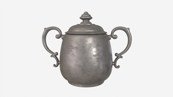 Old Metal Sugar Bowl with Lid