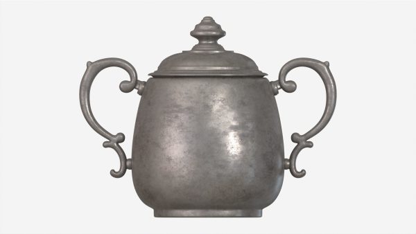 Old Metal Sugar Bowl with Lid