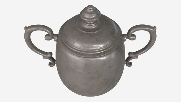 Old Metal Sugar Bowl with Lid