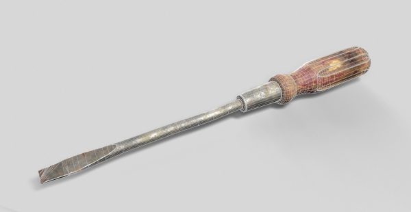 Old screwdriver low-poly 3D model