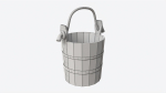 Old Wooden Bucket with Rope Handle