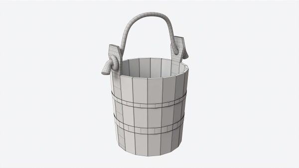 Old Wooden Bucket with Rope Handle