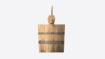 Old Wooden Bucket with Rope Handle