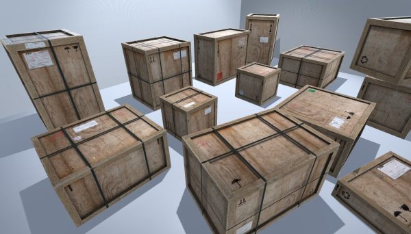 Old Wooden Cargo Crates PBR
