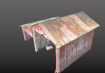 Old wooden garage with materials