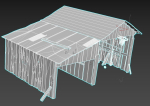 Old wooden garage with materials