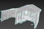 Old wooden garage with materials
