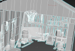 Old wooden garage with materials