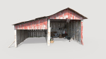 Old wooden garage with materials