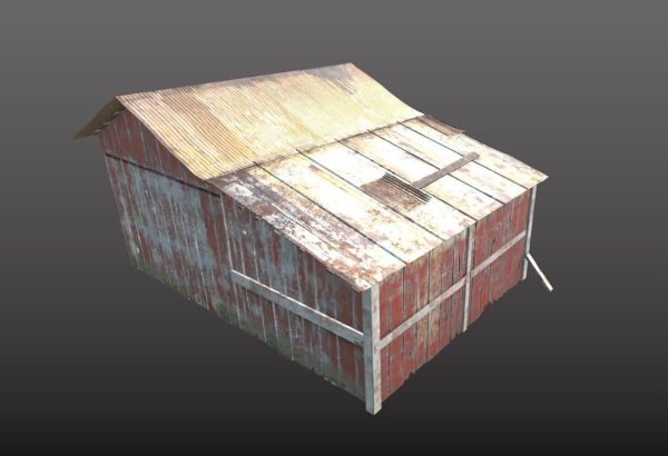 Old wooden garage with materials
