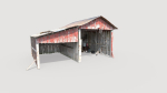 Old wooden garage with materials