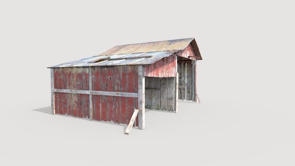 Old wooden garage with materials