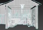 Old wooden garage with materials