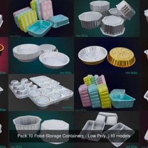 Pack 10 Food-Storage Containers - Low Poly