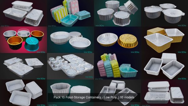 Pack 10 Food-Storage Containers - Low Poly