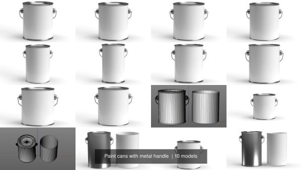 Paint cans with metal handle