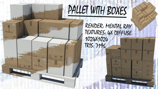 Pallet with Boxes Low poly