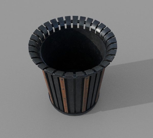 PBR Black Metal Trashbin
