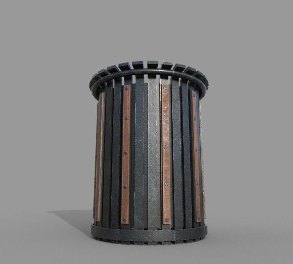 PBR Black Metal Trashbin