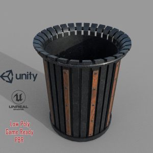 PBR Black Metal Trashbin